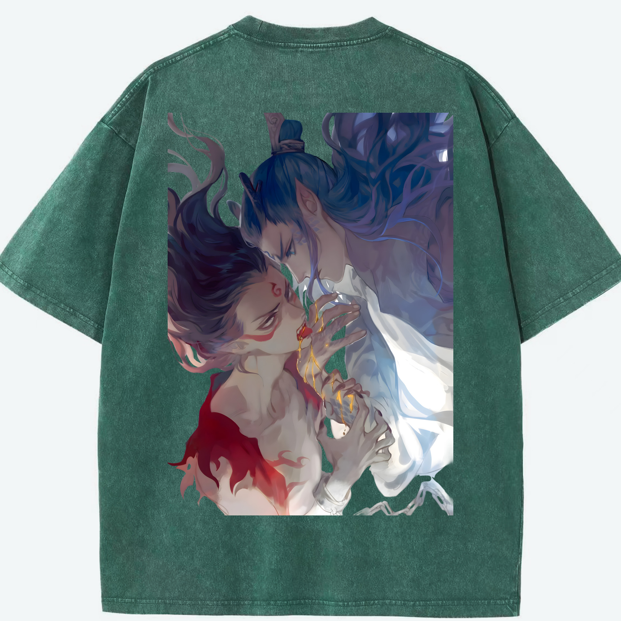 （画像用） Ne Zha 2 ナタ 魔童の大暴れ 綿100% ヴィンテージ風 半袖Tシャツ（背面プリント）